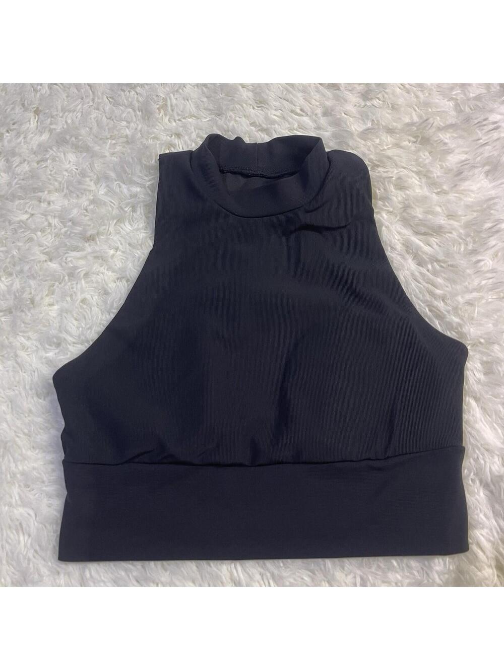 Kyodan Women's Black Cropped Athletic Tank Top Sleeveless Stretch